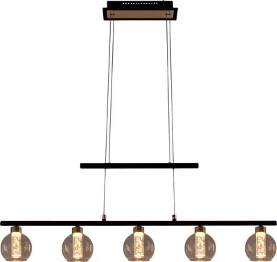 Produktbild von Näve Leuchten LED Pendelleuchte BRASS mit LED Platine dimmbar LED Pendelleuchte BRASS mit LED Platine dimmbar Pendelleuchte - LED Glas-Pendelleuchte "BRASS" schwarz, Hängelampe im Retro Style, ausMetall und Glas in schwarz, 150 cm hoch, Maße 90 x 10 cm, Inkl. LED – dimmbar