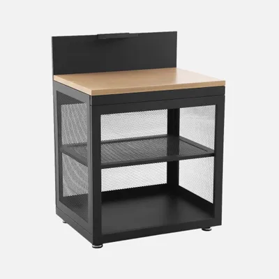 Produktbild von sweeek - Außenküche aus Stahl mit Holzdekor, 1 Regal B 80 cm - Schwarz