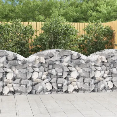 Image de The Living Store Gabion avec arc surélevé 150x50x80/100 cm Fer galvanisé
