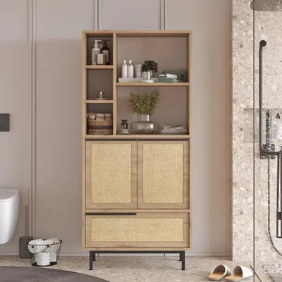 Obrázek produktu pro Koupelnová skříňka Houseland Dolabis dub Castello/juta