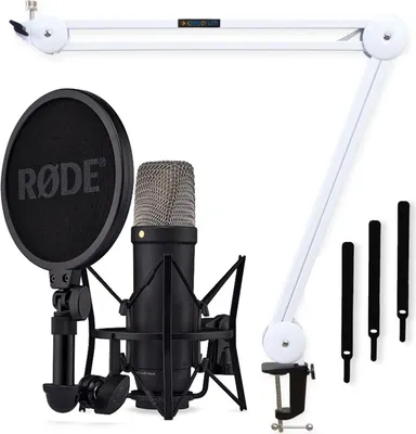 Produktbild von Rode NT1 5th Generation Mikrofon Schwarz mit Stativ-Arm in Weiss