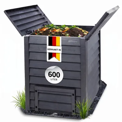 Productafbeelding van GARANTIA THERMO-WOOD compostbak 600 L incl. bodemrooster antraciet-bruin