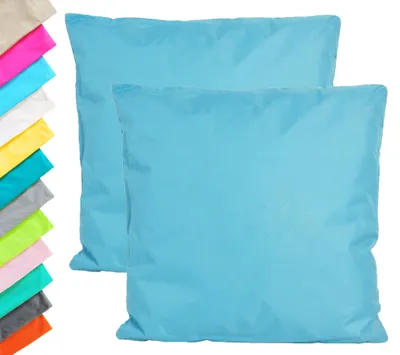 Produktbild von JACK 2er Set Outdoor Kissenhülle Kissenbezug 45x45cm Wasserfest Sitzkissen Lounge Kissen Garten Stuhl Lotus Effekt, Farbe:Hellblau