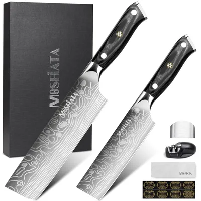 Productafbeelding van Messenset Nakiri, 7 inch en 5,5 inch, gemaakt van gesmeed staal