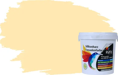 Produktbild von RyFo Colors Silikonharz Fassadenfarbe Lotuseffekt Trend Honiggelb 1l - bunte Fassadenfarbe, weitere Gelb Farbtöne und Größen erhältlich, Deckkraft Klasse 1
