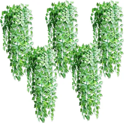 Produktbild von GROOFOO 5 Stück künstliche hängende Pflanzen, 90 cm gefälschte Efeupflanze hängendes Grün Scindapsus Blätter Zur Dekoration