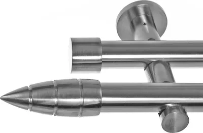 Produktbild von Gardinenstange mit Wandhalterung I Metall Edelstahl Look 2-läufig I Ø20mm I H41