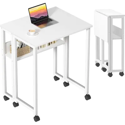 Productafbeelding van Klaptafel met wielen, 80 cm, wit, 80x50 cm