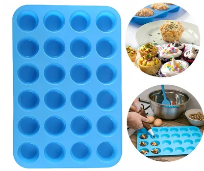 Mini Muffin Backform 24 Mulden, Silikon, antihaft, 34x23x2,5 cm