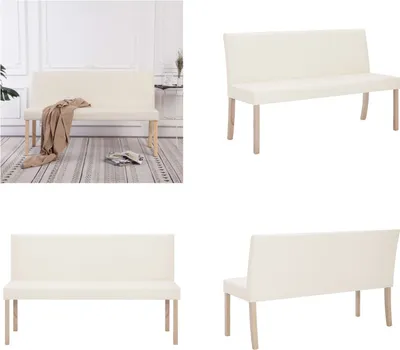Obrázek produktu pro vidaXL Lavice 139,5 cm krémová bílá Imitace kůže - Lavice - Lavice do předsíně - Lavice do předsíně