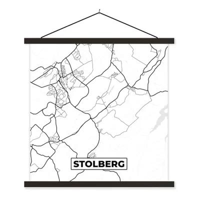 Produktbild von MuchoWow® Textilposter Karte - Stolberg - Karte - Stadtplan 120x120 cm mit schwarzem Rahmen - Aufhängungsset