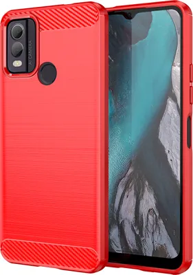 Produktbild von Nokia C22 Hülle, Carbon-Faser TPU Silikon Stoßfest Schutzhülle für Nokia C22 Rot