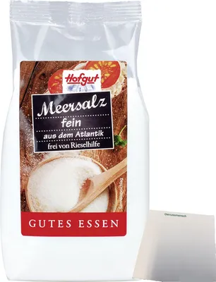 Produktbild von Hofgut Meersalz fein (500g Beutel) + usy Block