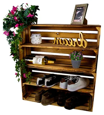 Produktbild von 2er Set große Obstkiste "TOSCA" in Weiß/Natur mit langem Einlageboden und Mittelbrett, ca. 68x40x30 cm, Regalkiste für Äpfel und Weinkisten zur Aufbewahrung