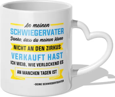 Produktbild von 22Feels Schwiegerpapa Geschenk von Schwiegertochter Braut Schwiegervater Tasse Männer Kaffeetasse Vater des Bräutigams Beste Schwiegereltern Haferl Geburtstag Weihnachten (Herzhenkel Weiss)