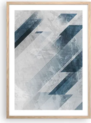 Produktbild von Gerahmtes Poster - Rahmen in heller Eiche - Blau Weiß Figuren - 50x70 cm - Wand Bild - Wanddeko - Wandbilder - Kunstposter - Wandposter - Bilderrahmen - Bilder - Kunstdruck - P2NPA50x70-5082
