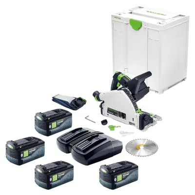 Image de Scie plongeante sans fil Festool TSC 55 KEB-Basic 18 V / 36 V (2 x 18 V) 160 mm sans balais + 4 batteries 5,0 Ah + chargeur + Systainer