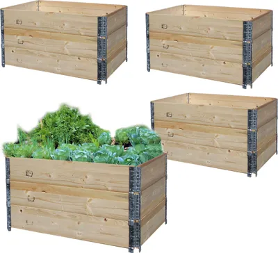 Produktbild von Hochbeet Holzaufsatzrahmen Set 12 Stück Palettenrahmen 120x80cm Holzrahmen Stapelbar Steckbar