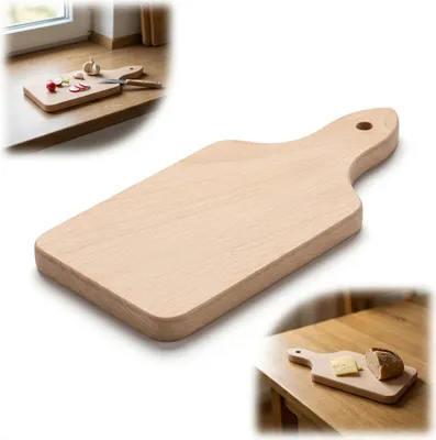 Obrázek produktu pro Tradiční dřevěná krájecí deska s rukojetí | 22 cm x 10 cm | bukové dřevo