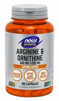 Produktbild von NOW Foods Arginina i Ornityna 500/250 100 kapsułek