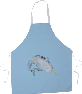 Produktbild von Mr. & Mrs. Panda Kochschürze Narwal - Blau Pastell - Geschenk, Hausfrau, Kinderzimmer, Wal, Profi, Meer, Schürze, Küchenzubehör, Küchenschürze, Putzen, Grillschürze