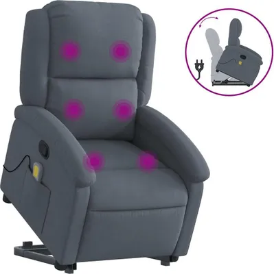 Produktbild von vidaXL Massagesessel mit Aufstehhilfe Dunkelgrau Samt