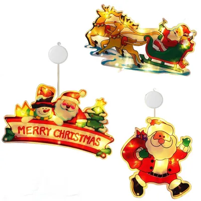 Produktbild von 3X Weihnachtsbunte Led-Fensterlampe, Batteriebetrieben