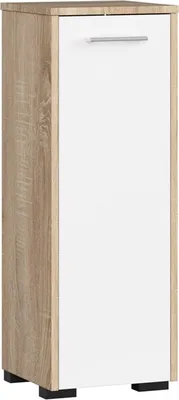 Produktbild von Freistehender Badezimmerschrank: eine Tür, zwei Einlegeböden, Farbe: Sonoma-Eiche | weiß, Möbelmaße: B: 30 cm, H: 82 cm, T: 30 cm