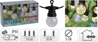 Zdjęcie produktu dla PROGARDEN Łańcuch świetlny LED PARTY 10 żarówek 50LED KO-AXC100000