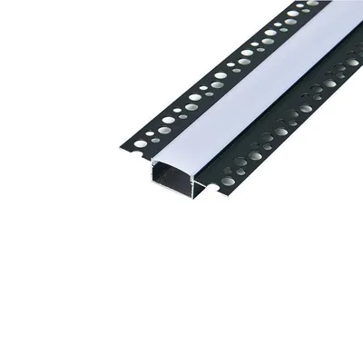 Obrázek produktu pro MasterLED profil pro sádrokarton, hliník, černý, 1 m – LED lišta, profil pro sádrokarton s mléčným krytem – včetně koncových krytek a držáku