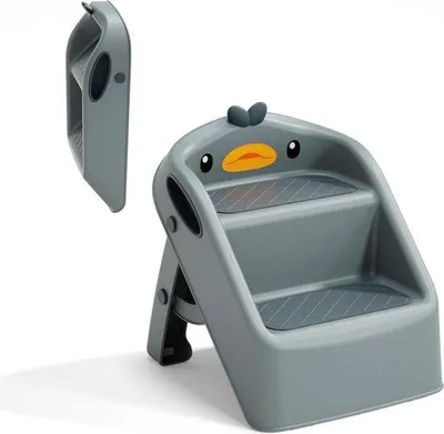 Produktbild von Famanu Klappbare dunkelgraue Hocker mit 2 Stufen - Toilettentrainer für Kinder von 1-3 Jahren