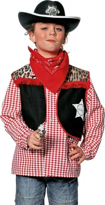 Produktbild von W3131-164 schwarz Kinder Cowboyweste  Sheriffweste Gr.164