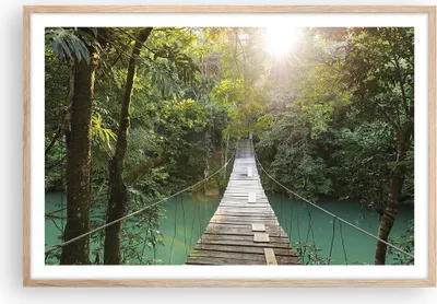 Produktbild von Gerahmtes Poster - Rahmen in heller Eiche - Brücke Seil Dschungel - 91,5x61 cm - Wand Bild - Wanddeko - Wandbilder - Kunstposter - Wandposter - Bilderrahmen - Bilder - Kunstdruck - P2NAA91x61-4397