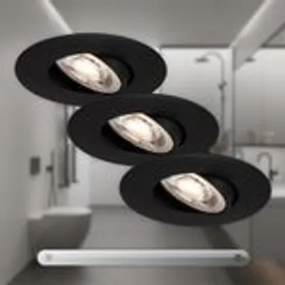 Produktbild von LED Einbauleuchte schwenkbar 3er-Set schwarz-matt 5W dimmbar IP23 Ø9cm Briloner