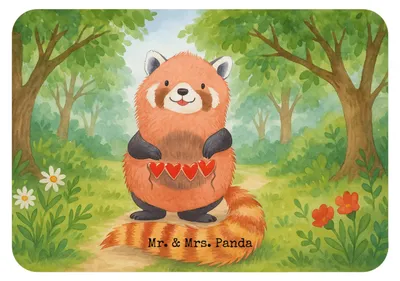 Produktbild von Mr. & Mrs. Panda magnet Roter Panda Design - Weiß - Geschenk, Pinnwandmagnet, zettelhalter, Lustige Sprüche, Liebe, haftmagnet, Liebling, Lieblingsmensch, Herz, Rot