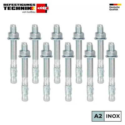 Isolbau Bolzenanker A2 Edelstahl M16 x 145 mm 10 Stück Schwerlastanker Stahlanker