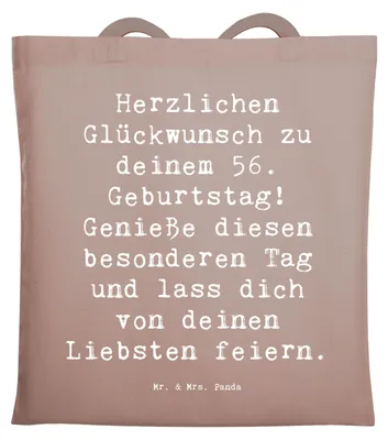 Produktbild von Mr. & Mrs. Panda Einkaufstasche Spruch 56. Geburtstag - Braun Pastell - Geschenk, canvas tasche, Zeit für Erinnerungen, Alter, Jubiläum, Tragetasche, Lebensjahr, Tote Bag