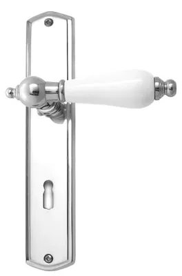Produktbild von Oscar R039 Ghidini Türgriff-Langschild-Garnitur M4 glanzchrom Handhabe weiß  (Lochung: BB) Lochung: BB