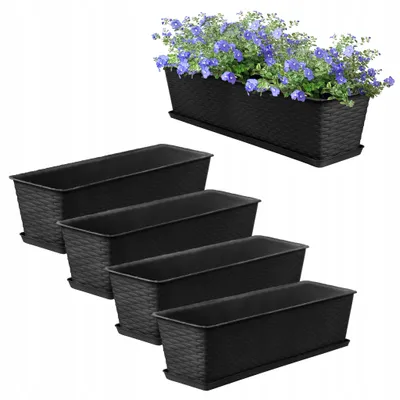 Produktbild von OMAGO Balkonpflanzkasten 4er Set Anthrazit 60cm