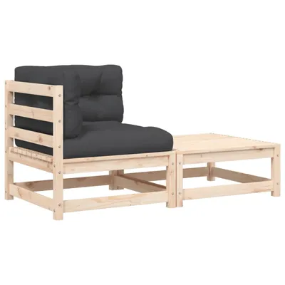 Image de vidaXL Canapé d'angle de jardin avec coussin et tabouret