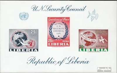 Produktbild von Briefmarken Liberia 1961 Mi Block19 (kompl.Ausg.) postfrisch Weltsicherheitsrat