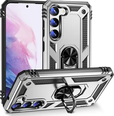 Produktbild von Mobigear Armor Ring  Samsung Galaxy S23 Plus Hülle Hardcase Backcover Stoßfest mit Ringhalter - Silber
