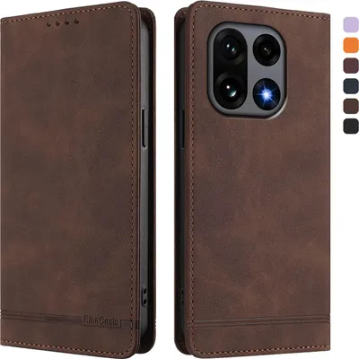 Obrázek produktu pro Pouzdro pro OnePlus 15, retroPolyuretankožené flip pouzdro s stojánkem a přihrádkami na karty Hnědý