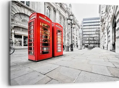 Produktbild von Bild auf Leinwand - Leinwandbild - Telefon London Kultur - 100x70cm - Wand Bild - Wanddeko - Leinwanddruck - Bilder - Kunstdruck - Wanddekoration - Leinwand bilder - Wandkunst - AA100x70-2595