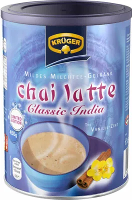 A can of Krüger Chai Latte Classic India.