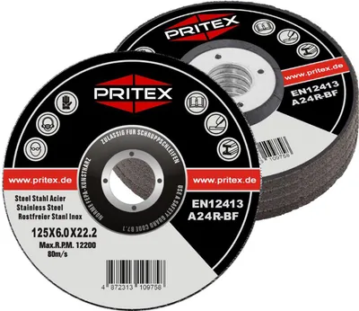 Produktbild von Schruppscheiben 125mm Trennscheiben Edelstahl Inox Flexscheiben Pritex 0942