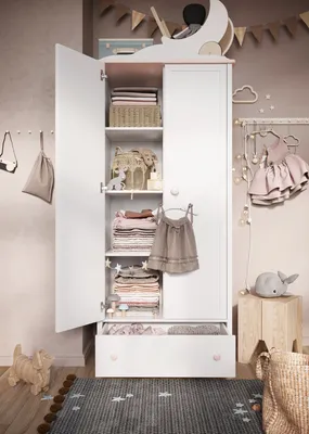 Produktbild von MINIO go for it, szafa LUNA 2 drzwi 1 szuflada biały/różowy