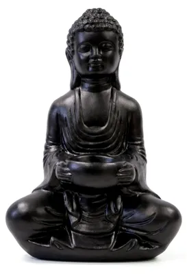 Produktbild von Buddha Figur 30 cm Teelichthalter aus Stein 4 kg Deko Statue Asiatische Feng Shui Bad Deko Buddha Yoga Figuren mit Kerzenhalter Wellness Meditation