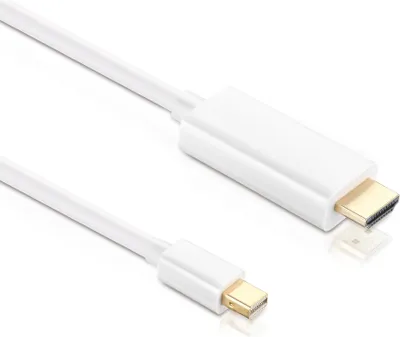 Image de Câble de 2 m avec connecteur Mini DisplayPort / connecteur HDMI plaqué or, blanc