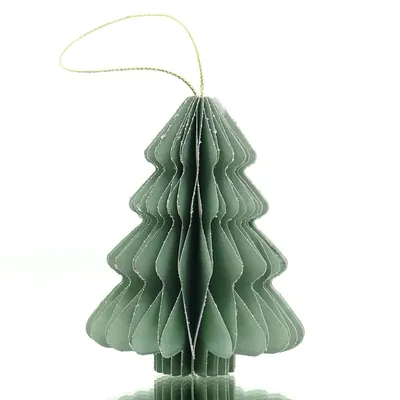 Produktbild von Kaemingk Weihnachtsanhänger Tannenbaum Mintgrün Glitter & Aufhänger 8 cm - Papier